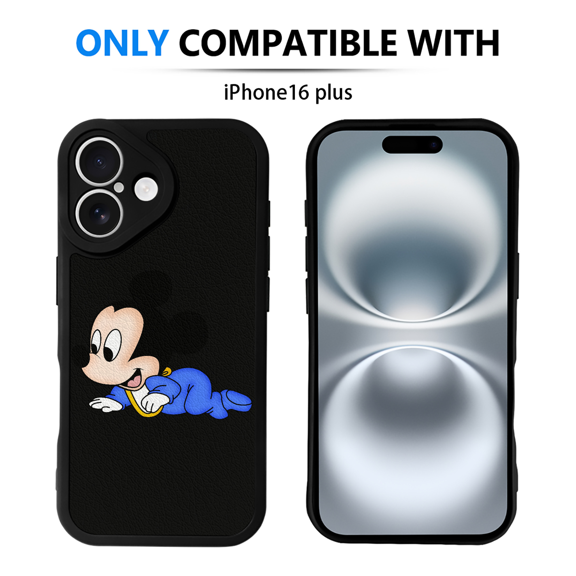 （画像用） ミッキーマウス Mickey Mouse 【iPhone 16シリーズ対応】シリコンスマホケース（レザー調） 材質：シリコン